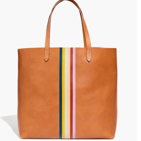 🇨🇦 Madewell Women's The Transport Stripe Embroidered Tote - Picture 2 of 15